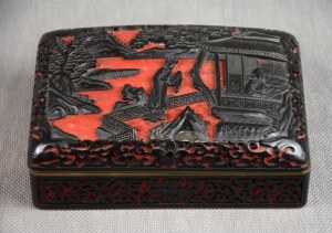 Carved laki casket, China, mid-20th century.