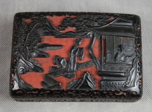 Carved laki casket, China, mid-20th century.