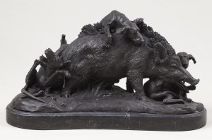Prosper LECOURTIER, France 19th/20th century. (1855 - 1924), The beleaguered boar, o. 1890
