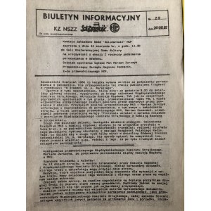 Biuletyn Informacyjny KZ NSZZ SOLIDARNOŚĆ, nr 20, 26 sierpnia 1981