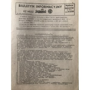 Biuletyn Informacyjny KZ NSZZ SOLIDARNOŚĆ, nr 16/1, wydanie specjalne, 23 lipca 1981