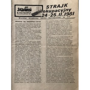 Biuletyn Strajkowy, SOLIDARNOŚĆ w Politechnice Poznańskiej, wydanie nadzwyczajne, 24-25 lutego 1981