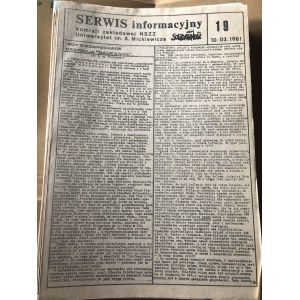 Serwis Informacyjny Komisji Zakładowej NSZZ SOLIDARNOŚĆ, Uniwersytet im. Adama Mickiewicza, nr 19, 10 marca 1981