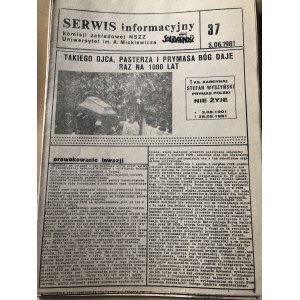 Serwis Informacyjny Komisji Zakładowej NSZZ SOLIDARNOŚĆ, Uniwersytet im. Adama Mickiewicza, nr 37, 5 czerwca 1981