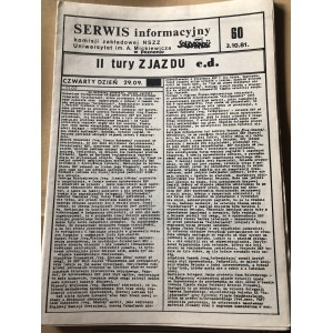 Serwis Informacyjny Komisji Zakładowej NSZZ SOLIDARNOŚĆ, Uniwersytet im. Adama Mickiewicza, nr 60, 3 października 1981