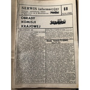 Serwis Informacyjny Komisji Zakładowej NSZZ SOLIDARNOŚĆ, Uniwersytet im. Adama Mickiewicza, nr 68, 6 listopada 1981