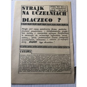 Ulotka strajk na uczelniach dlaczego?, 24 listopada 1981