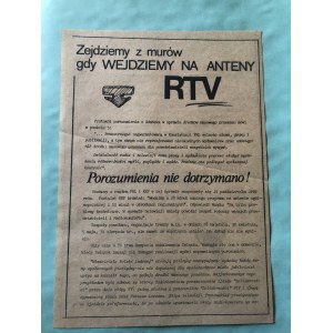 Ulotka: Zejdziemy z murów gdy wejdziemy na anteny, Poznań, 1981