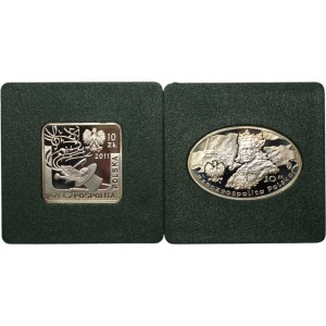 III RP, 10 zloty 2010 (Grunwald 1410) and 10 zloty 2011 (Jeremi Przybora and Jerzy Wasowski), set of 2 coins