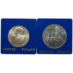PRL, 1.000 złotych 1983 oraz 10.000 złotych 1987, Jan Paweł II, zestaw 2 sztuk