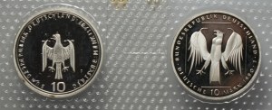 Germany, 10 marks 1989, 1990 (J), set of 2 pieces