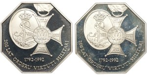 Third Republic, 50,000 zl 1992, 200 years of the Order of Virturi Militari, set of 2 pieces