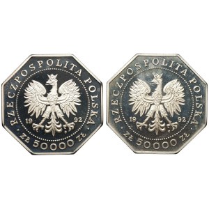 III RP, 50.000 złotych 1992, 200 lat Orderu Virturi Militari, zestaw 2 sztuk