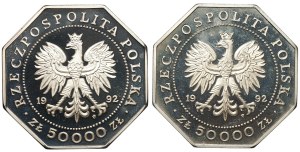 Third Republic, 50,000 zl 1992, 200 years of the Order of Virturi Militari, set of 2 pieces