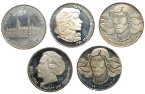 People's Republic of Poland, 100 zloty 1974,1975,1976 (Ignacy Jan Paderewski, Nicolaus Copernicus, Tadeusz Kosciuszko, Royal Castle in Warsaw), set of 5 pieces