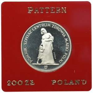PRL, 200 złotych 1985, Centrum Zdrowia Matki Polki, PRÓBA żelazonikiel