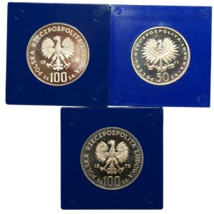 People's Republic of Poland, 50 and 100 zloty 1972, 1975, ( Frederic Chopin, Helena Modrzejewska, Ignacy Jan Paderewski), set of 3 pieces