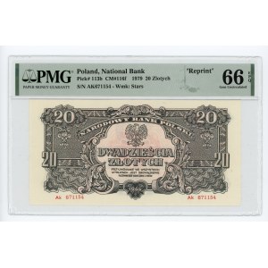 20 złotych 1944 (1979), seria Ak, REPRINT, PMG 66 EPQ