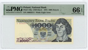 1.000 złotych 1975, seria A 0032511, PMG 66 EPQ
