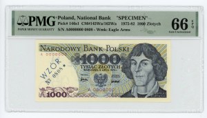 1.000 złotych 1975, WZÓR/SPECIMEN No 0808★, PMG 66 EPQ