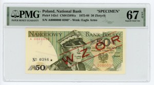 50 złotych 1975, WZÓR/SPECIMEN No 0386★, PMG 67 EPQ, 2-ga max nota