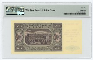 20 gold 1948, KE series, XXXV - years of activity and branch of PTAiN in Bedzin 1950-1985, PMG 64