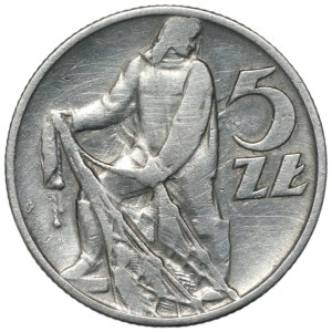 People's Republic of Poland, 5 gold 1959, Fisherman (sunflower)