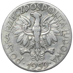 People's Republic of Poland, 5 gold 1959, Fisherman (sunflower)
