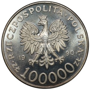 III RP, 100 000 złotych 1990, Solidarność, typ A