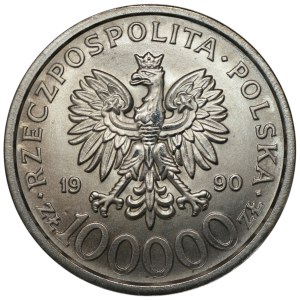 III RP, 100 000 złotych 1990, Solidarność, typ B