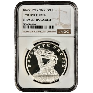 III RP, Small Triptych, 100,000 gold 1990, Frederic Chopin, NGC PF69 UC