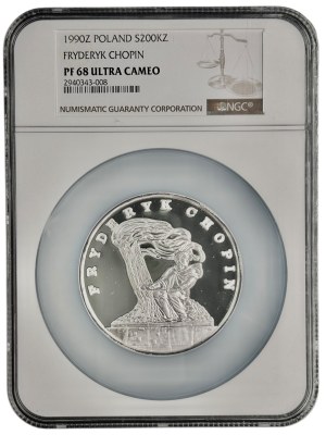 Third Republic, Large Triptych, 200,000 gold 1990, Frederic Chopin, NGC PF68 UC