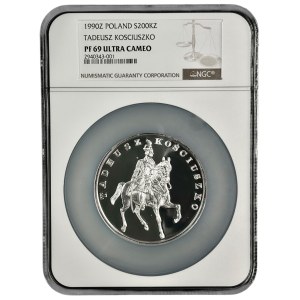 Third Republic, Large Triptych, 200,000 gold 1990, Tadeusz Kosciuszko, NGC PF69 UC, MAX NOTA