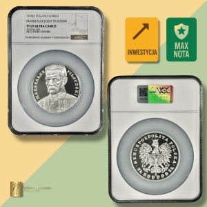 Third Republic, Large Triptych, 200,000 gold 1990, Jozef Pilsudski, NGC PF69 UC, MAX NOTA