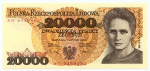 20,000 zloty 1989 , series AN
