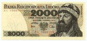 2,000 zloty 1979, series AL 1000199