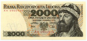 2,000 zloty 1979, series AH 0900939