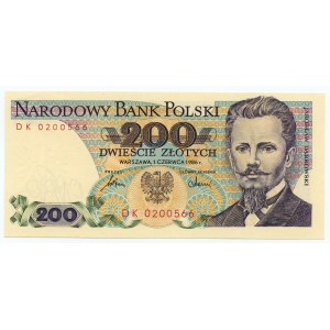 200 złotych 1986, seria DK 0200566