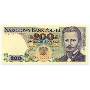 200 złotych 1986, seria DA 0200524
