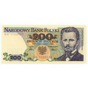 200 złotych 1986, seria DG 1700025