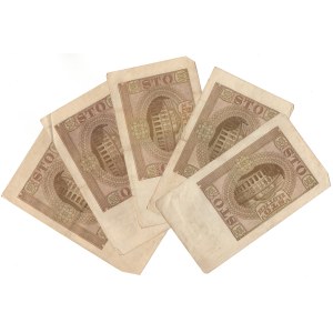 100 złotych 1940, zestaw 5 sztuk