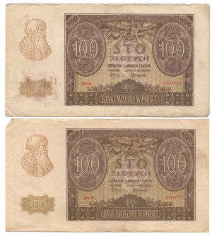 100 zloty 1940, series B, ZWZ forgery, set of 2 pieces