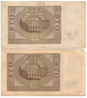 100 zloty 1940, series B, ZWZ forgery, set of 2 pieces