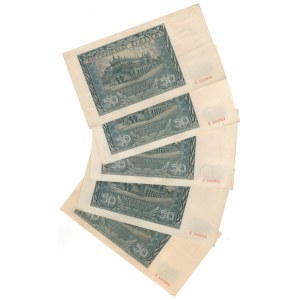 50 złotych 1941, zestaw 5 sztuk