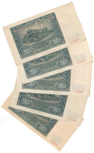 50 gold 1941, set of 5 pieces