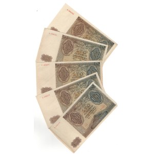 100 złotych 1941, zestaw 5 sztuk