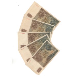100 złotych 1941, zestaw 5 sztuk