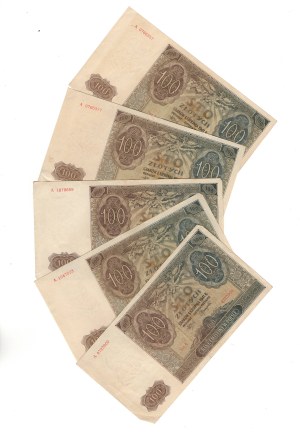100 gold 1941, set of 5 pieces