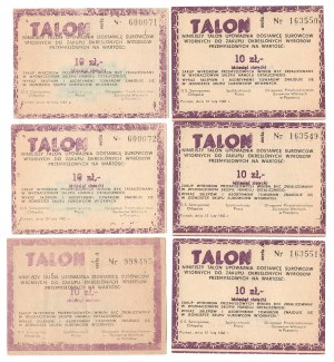 Talon for 10 zlotys, G.S. Samopomoc Chłopska, Poznań 12 February 1982, set of 6 pieces