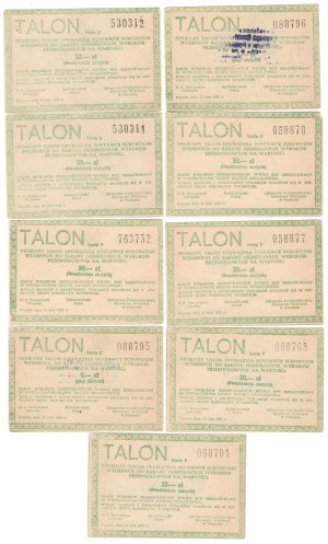 Talon for 20 zlotys, G.S. Samopomoc Chłopska, Poznań 12 February 1982, set of 9 pieces